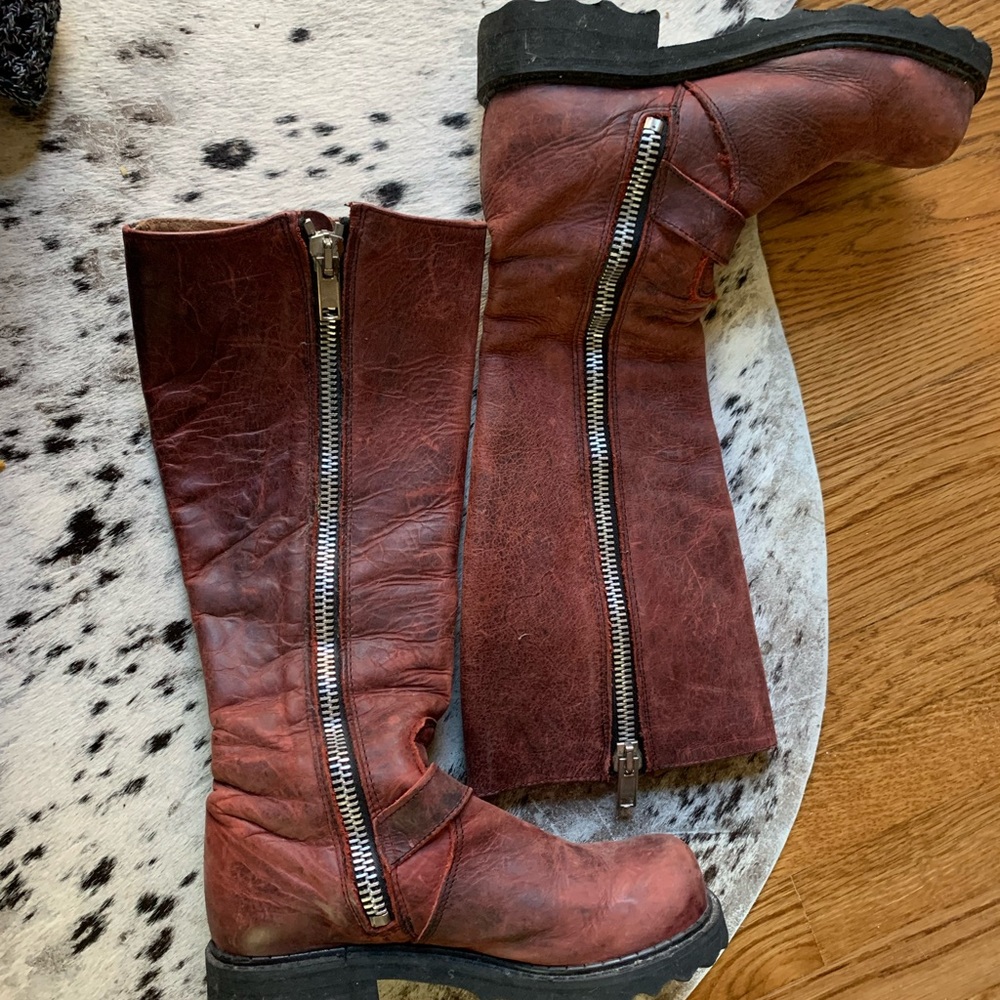 Fluevog 45 Bond Gurl Boots US Size 6.5 Red